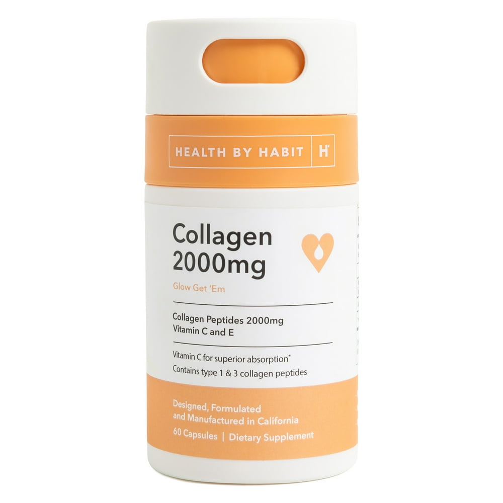 Health By Habit Collagen Supplement, Collagen Peptides 2000mg, 60