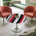 thumbnail image 4 of Black Red Stripes Elastic Fitted Round Table Cover Striped Waterproof Outdoor Tablecloth for Holiday Party, Picnic, Patio & Dining Fits Tables Up to 45"-54", 4 of 8