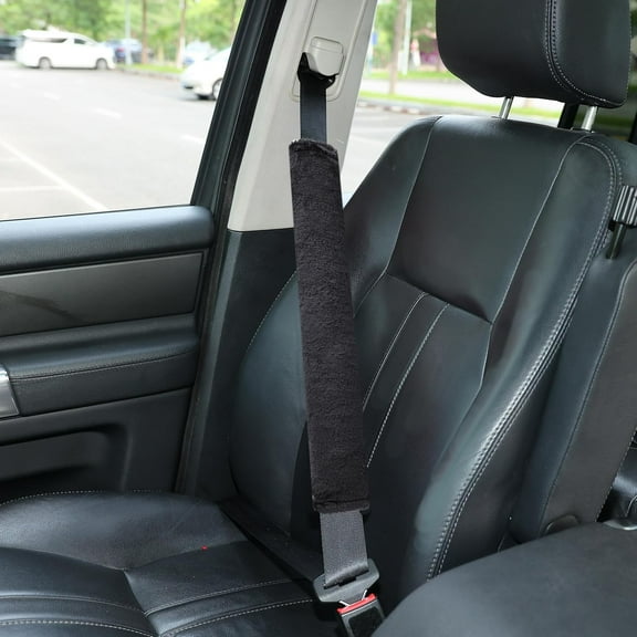Soft Faux Fur Universal Fit Seatbelt Cover Car Truck SUV Airplane Seat Belt Shoulder Pad for Carmera Backpack Straps Neck Cushion Protector Extra Long 19.7in Black
