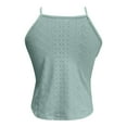 thumbnail image 5 of Green Womens Tops 2025 New Summer Hollow Lace Sleeveless Solid Color Vest Shirts for Women, 5 of 6