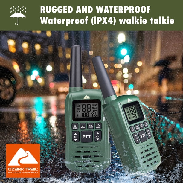 Ozark IPX4 Weatherproof 22-Channel Two-Way Walkie Talkies, 2 Pack