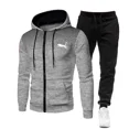 thumbnail image 3 of Chándal de moda con cremallera para hombre, Sudadera con capucha, ropa de gimnasio para Fitness, conjunto de ropa deportiva para correr, chándal para correr al aire libre, otoño e invierno, nuevo, 3 of 5