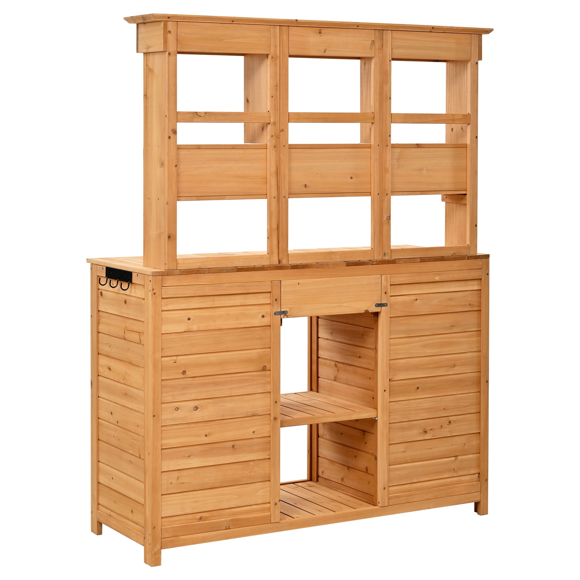MAYEERTY 65.7" Tall Wood Potting Bench with Hutch, Garden Workstation with 6 Drawers, 2 Cabinets, 3 Shelves for Patio, Mudroom, Doorway