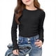 thumbnail image 1 of Camisas lisas de manga larga para niñas, lindas blusas casuales elegantes con cuello redondo, ropa, camisas de cuello redondo, top de poliéster para niñas, 1 of 8