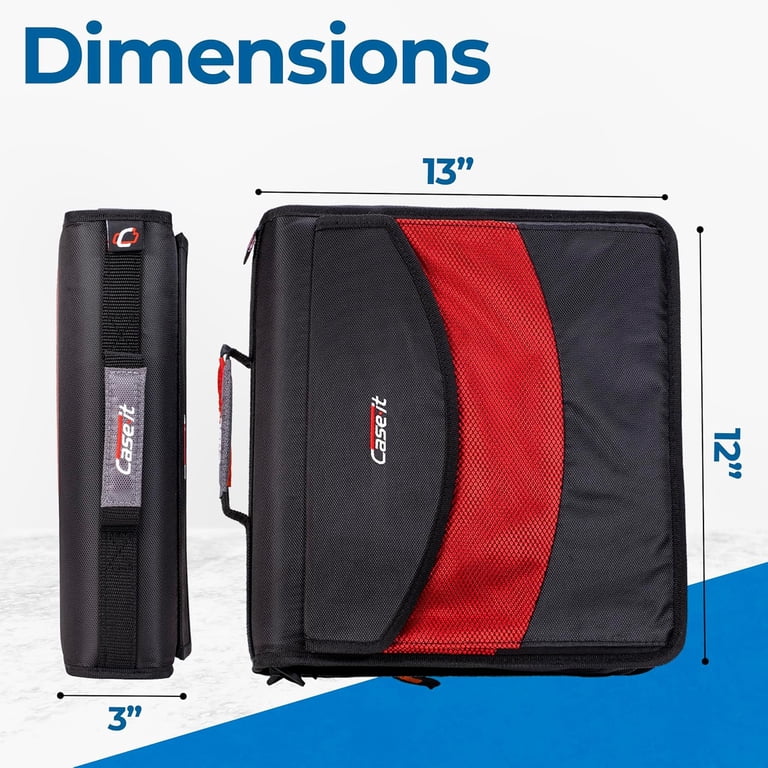 Case-it The Dual 2-in-1 Zipper Binder-Two 1.5 inch D-Rings-Pen