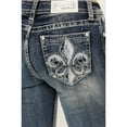 thumbnail image 2 of Grace In La Women's In Fleur De Lis Embroidered Pocket Bootcut Stretch Denim Medium Wash 25W x 34L, 2 of 4