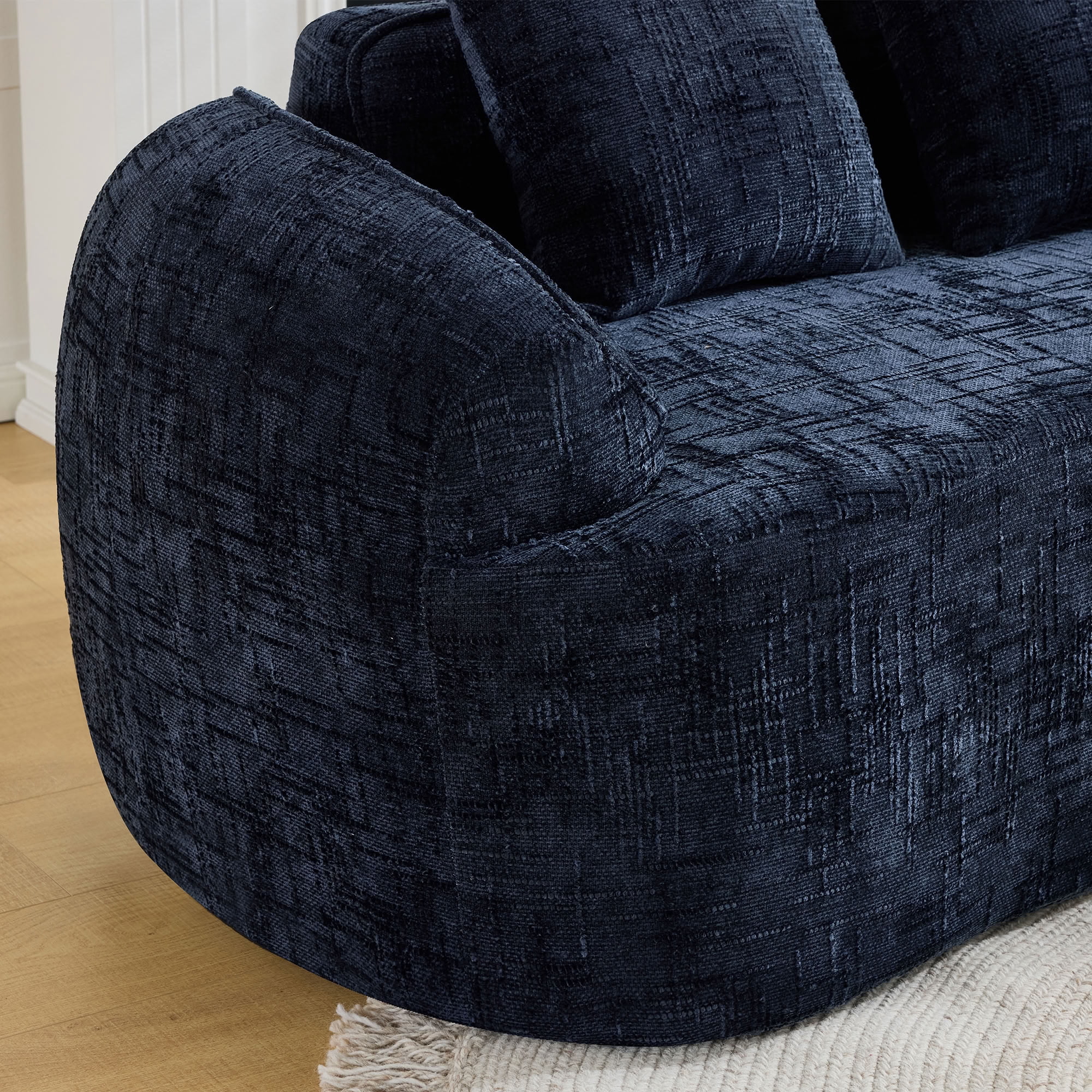 MAYEERTY Curved Compressed Loveseat Sofa, Chenille 2-Seat Upholstered Couch with 2 Pillows, No-Assembly for Small Apartment Living Room Bedroom