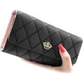 thumbnail image 2 of Cartera de mujer de cuero largo elegante embrague corona monedero tarjetero señora mujer moda embrague corona titular de la tarjeta (negro), 2 of 5