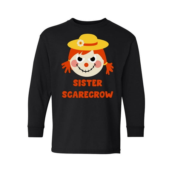 Awkward Styles Halloween Youth Sweatshirt for Girls Sister Scarecrow Crewneck Tee for Kids