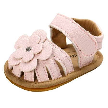 

Relanfenk Baby Girl Shoes Boys Girls Sandals Soft Non-Slip Rubber Sole Flower Flat Walking Shoes