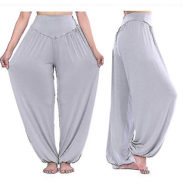 Pantalones de yoga Harem de pierna ancha para mujer Pantalones sueltos de baile M