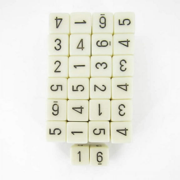 Ivory Opaque Dice with Black Numbers D6 Aprox 16mm (5/8in) Pack of 50 Wondertrail