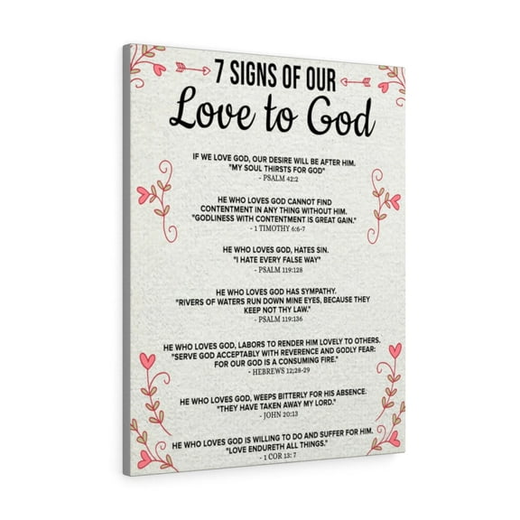 Scripture Walls 7 Signs of our Love to God 1 Corinthians 13:7 Bible Verse Canvas Christian Wall Art Ready to Hang Unframed