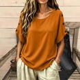 thumbnail image 3 of Uootdi Women's Tops Short Sleeve Crew Neck Side Button Blouses Bohemian Casual Style Lightweight Breathable Relaxed Fit Shirts Gift, 3 of 6