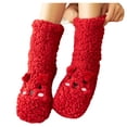 thumbnail image 2 of GDREDA Chaussettes Pantoufles pour Femmes Chaudes Doublées Chaussettes Pantoufles Douillettes Chaussons d'Intérieur avec Antidérapants Rouges, Taille Unique, 2 of 2