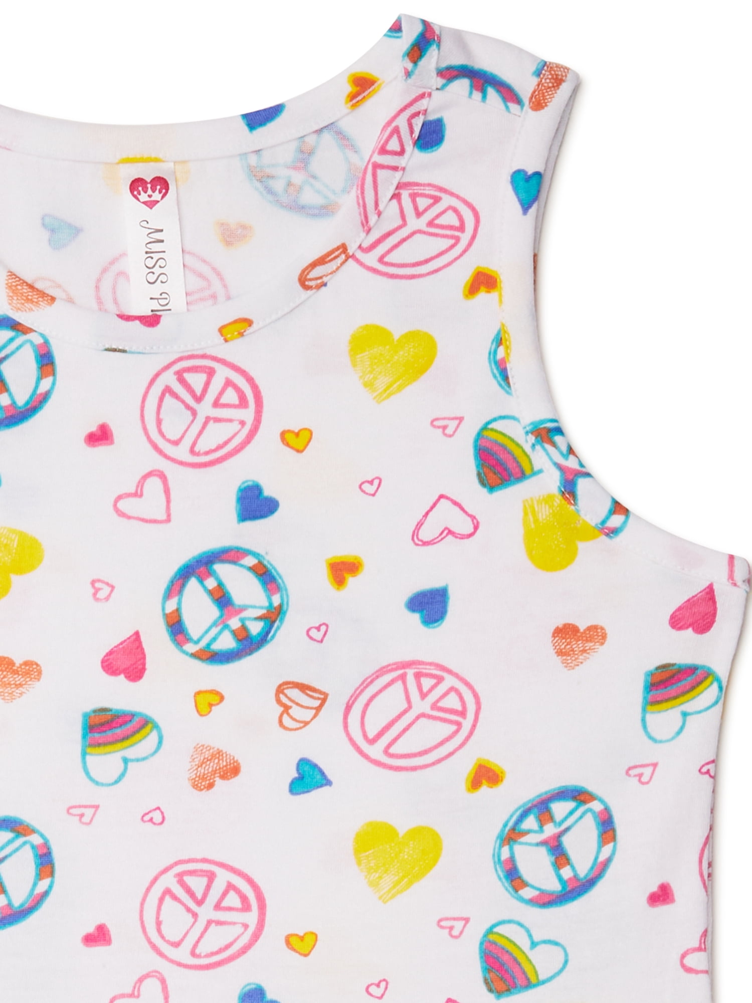 Pink Velvet Girls Sleeveless White Peace Sign Dress, Sizes 4-12