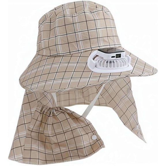 Hat with Fan Solar & USB Powered, 2-in-1 Wide Brim Sun Hat Ventilador, Fishing Essentials for Camping Hiking Beaching( M)