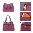 thumbnail image 5 of HAWEE Canvas Tote Bag for Women Daily Work Zippered Handbag Casual Shoulder Bag for Shopping Business Travel, Purple, 5 of 7
