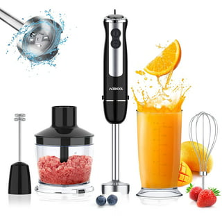 MuellerLiving Hand Blender, Immersion Blender, Hand Mixer with Attachments:  Stainless Steel Blade, Whisk, Milk Frother