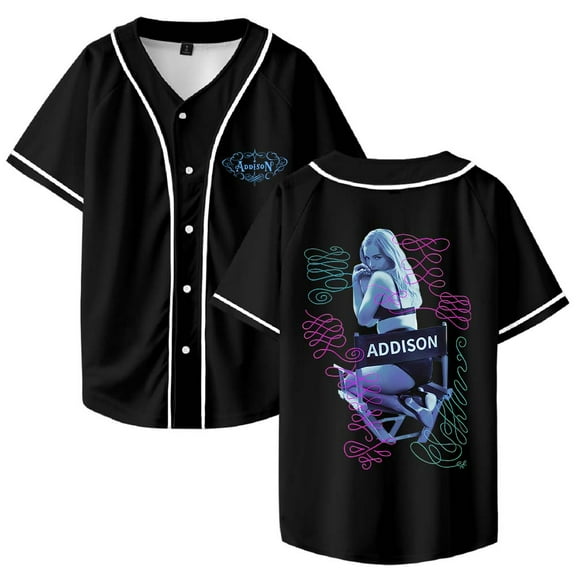 Addison Rae Album The Addison Tour 2025 Merch Baseball Jersey Shirt V-Neck Women Men Casual Short Sleeve Streetwear Clothes