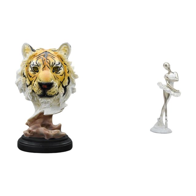 Escultura de mesa Cabeza de Tigre Figura Estatua de Bailarina Moderna Adorno de escritorio de resina Adecuado para sala de estar Dormitorio oficina Es