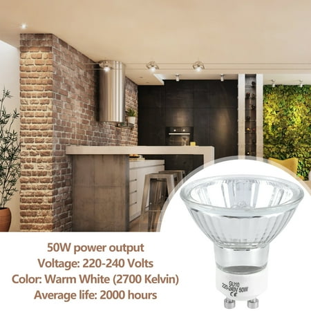 

Everso 6Pcs 50W Halogen Light 2700K Spotlight Bulbs Super Bright Halogen Reflector 38°Beam Angle GU10 Spotlight for Kitchen Living Room Office