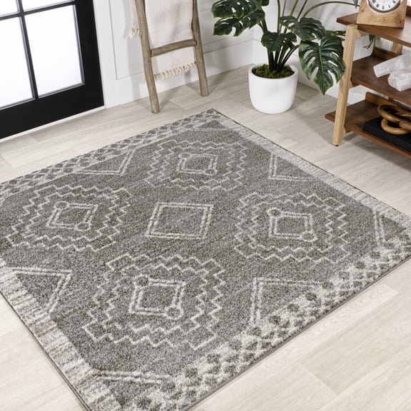 JONATHAN Y MOH200C-8SQ Amir Moroccan Beni Souk Gray/Cream 8' Square Area Rug
