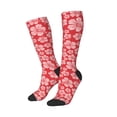 thumbnail image 2 of Vsdgher Red Hibiscus Flower Print Thigh High Socks Extra Long Stretchy Sock Women Over Knee High Opaque Stocking Daily Wear, 2 of 5