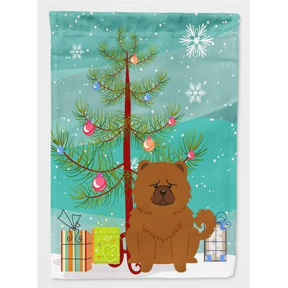 Caroline's Treasures BB4267GF Merry Christmas Tree Chow Chow Red Flag Garden Size , Small, multicolor