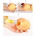 thumbnail image 3 of Corer et Pitter Set de 4, Multi-Fonctions Corer et Pitter Remover Set, Outil de Décapant de Noyau en Acier Inoxydable pour Pomme, Poire, Cerise, Jujube, Dates Rouges Ou Plus avec Lame Tranchante Dentelée, 3 of 8