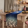 thumbnail image 2 of Table Runners 72 Inches Long Dress Scarves, Navy Blue Ocean Waves Farmhouse Kitchen/Dining Table Runner, Coffee Tablerunners, Summer Beach Coastal Abstract 16x72 Inch, 2 of 9