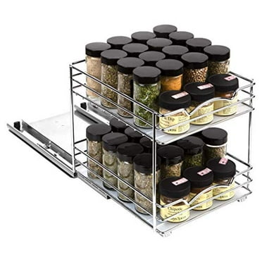 Spice Rack Organizer For Cabinet Pull Out Double Tier 4 3 8 W X 10 D Com Spice Rack Organizer For Cabinet Pull, Lynk Professional Slide Out Double Spice Rack Upper Cabinet Organizer