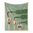 thumbnail image 1 of Wine Soft Flannel Fleece Throw Blanket, Grungy Aged Display with Wine Pouring into Glasses Retro, Cozy Plush for Indoor and Outdoor Use, 60" x 80", Almond Green Olive Green, by Ambesonne, 1 of 6