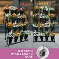 thumbnail image 5 of Moving Florist Bouquet Shelf with 16 Buckets, Easy Assembly, Water - Resistant, Flower Display Stand, Home, Office, Florist Shop, Patio Garden, Triangular Legs (Black), 5 of 7