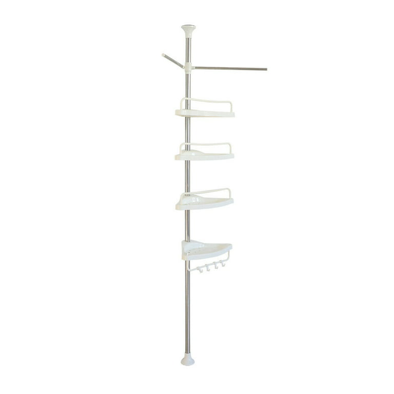 Tier Metal Shower Corner Pole Caddy Bathroom Wall Shelf Storage