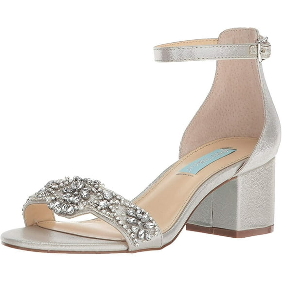 Blue by Betsey Johnson Women's SB-Mel Heeled Sandal, Silver, 9 M US