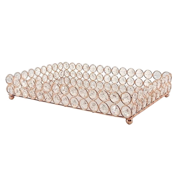 Bandeja decorativa con espejo para frutas, ideal para bodas, encimeras, botellas de vino. S oro rosa