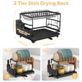 thumbnail image 2 of 2-Tier Dish Drying Rack with Auto Drainage, Stainless Steel Dish Rack with Utensil Holder, Cutting Board Holder, for Kitchen Organizers, 2 of 8