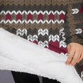 thumbnail image 3 of Oversized Wearable Blanket Hoodie,Boho Red Knitted Ethnic Pattern Sherpa Blanket Hoodie with Super Pockets,Super Warm Fuzzy Pullover for Women & Men, 3 of 6