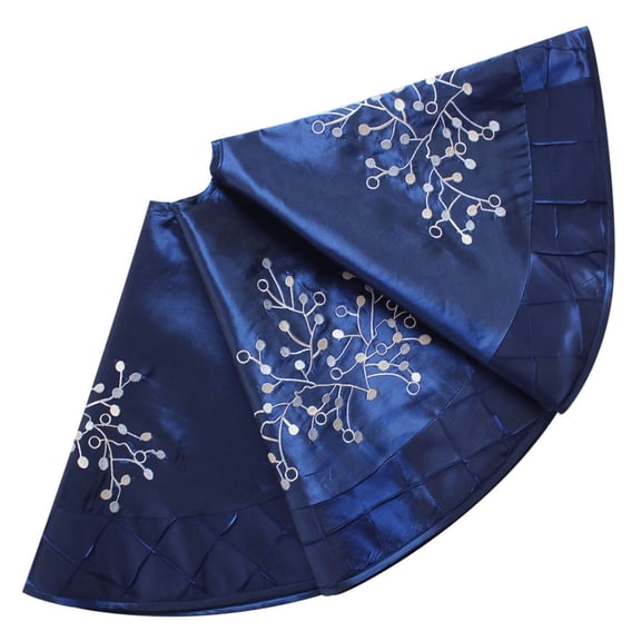 90/106/127cm Blue Silk Embroidered Christmas Tree Skirt Christmas Tree Tree Bottom Decorations Handmade Decoration