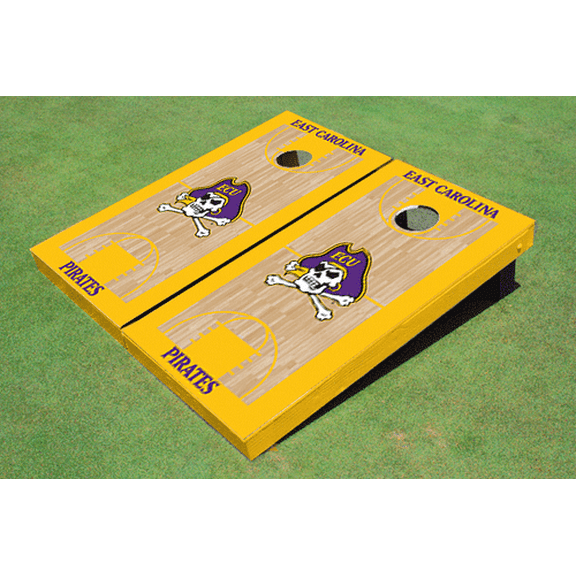 East Carolina University Yellow Matching Basketball Court Custom Cornhole Board