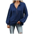 thumbnail image 2 of KIHOUT Fall Women's Sweatshirt Women Winter Casual Solid Button Drawstring Hoodie Pullover Tops, 2 of 3