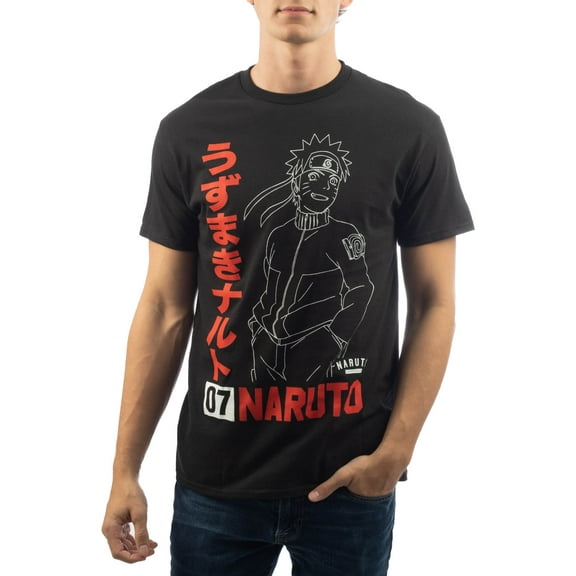 Naruto Shippuden Men's & Big Men's Kanji '07 Anime Graphic Tee Shirt, Sizes S-3XL, Naruto Mens T-Shirts