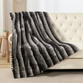 thumbnail image 3 of Home Soft Things Tip Printing Light Faux Fur Throw - Meru Stripe Gray - 50" x 60", 3 of 9