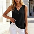 thumbnail image 2 of HappyYEE Summer Tank Tops for Women Casual V-Neck Button Sleeveless Tops Loose Fits Summer Fashion Versatile Tanks Daily Wear ,Black,L, 2 of 6