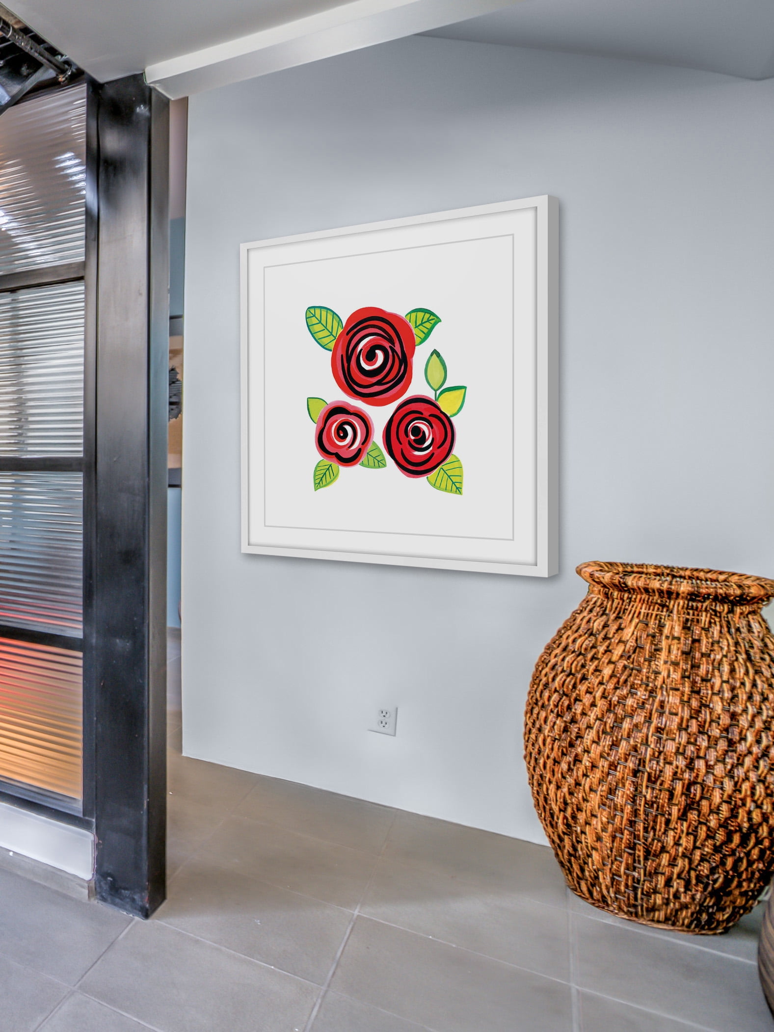 "Triple Red" Framed Painting Print