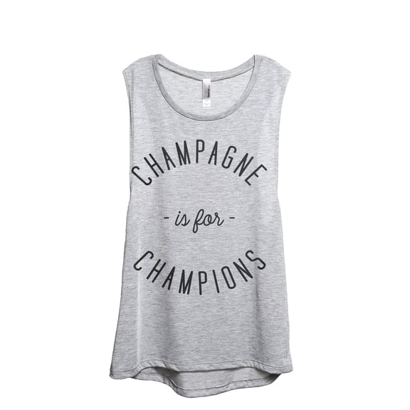 Champagne Is For Champions Women's Fashion Sleeveless Muscle Workout Yoga Tank Top Sport Grey X-Large