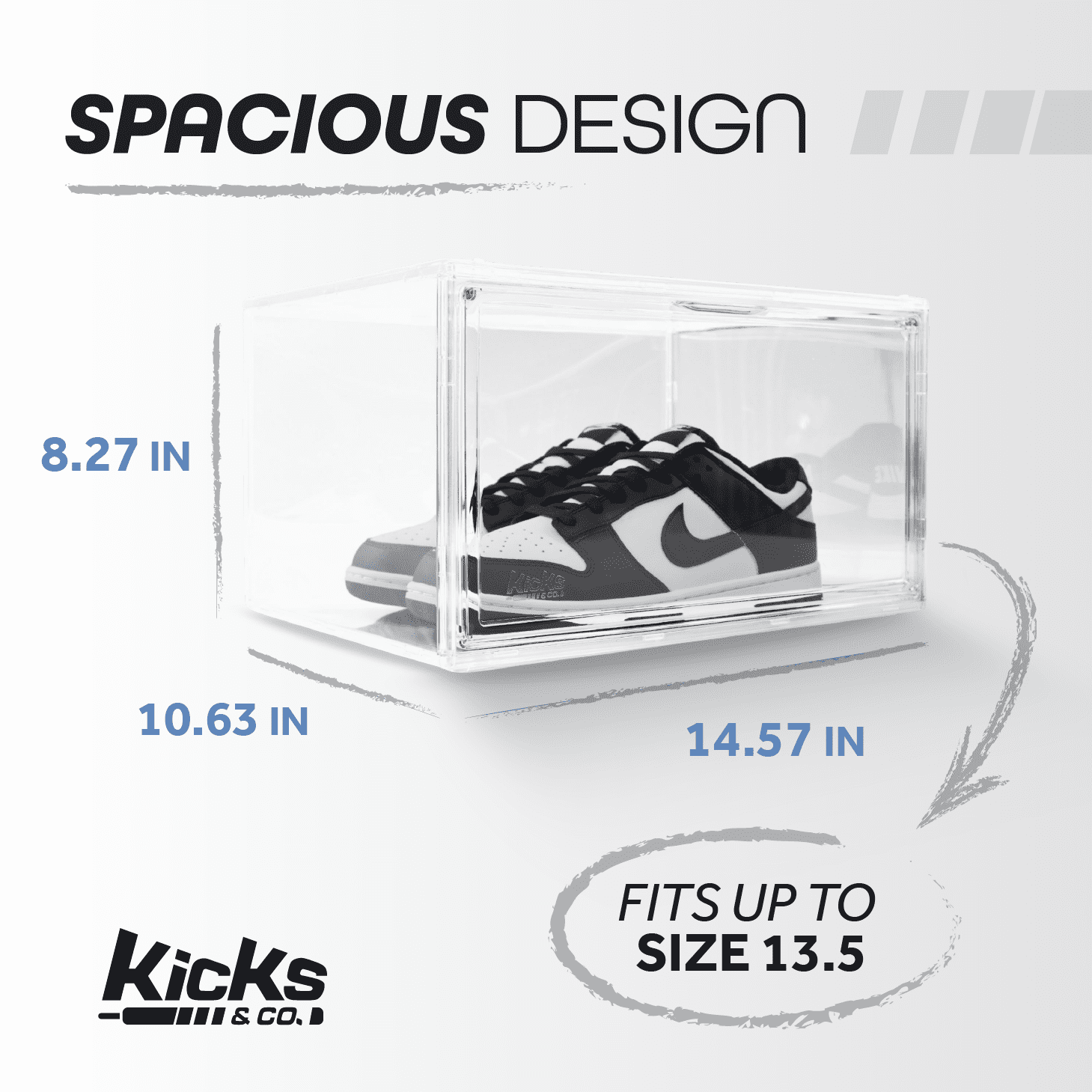 Kicks & Co XL Shoe Storage Clear Plastic Stackable Shoe Box with Lids for Sneakers Fits Up to Size 13, 5 pack