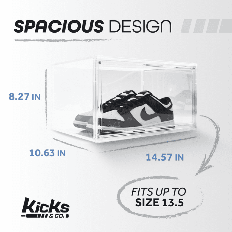 Kicks & Co XL Shoe Storage Clear Plastic Stackable Shoe Box with