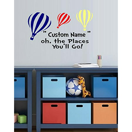 Decal ~ Oh the Places You'll go #5 ~ CUSTOM NAME: Colored Balloons: Wall Decal (Small 13